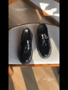 Falimottype)Size 39-44 Mens British School Student Leather Shoes Casual Flat Loafers Black Business Formal Shoes