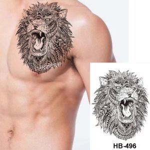 Tattoo Tatto Temporer Temporary Tato Tahan Air Motif Kepala Singa Dewasa Seri HB 496