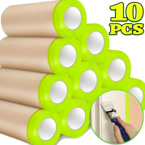 Pre-Taped Masking Paper Wall Treatment Covering Self Adhesive Paint Spray Masking Paper Cuttable Wall Dust Protector Films Cover