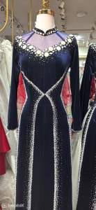 [ NHẬN MAY KHÔNG SẴN  ẢNH THẬT ] ÁO DÀI NỮ TRUNG NIÊN BÀ SUI  MẸ LỤA NHUNG XANH ĐEN CỔ LƯỚI THÊU KẾT PHA LÊ ĐÍNH ĐÁ ĐI TIỆC  CHỤP ẢNH GIA ĐÌNH