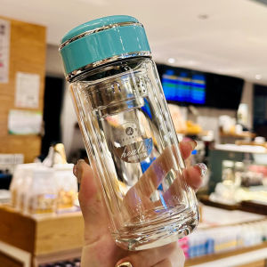 High Aesthetic Double Layered High Borosilicate Glass Tea Cup for Women Mini Separate Infusion Water Cup Resistant to High Temperatures