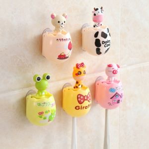 YUBAGUANB Cartoon Animal Egg-shaped Toothbrush Holder Double Suction Cup Plastic Toothbrush Rack Childrens Toiletries Anti-bacterial Animal Children Toothbrush Holder Household