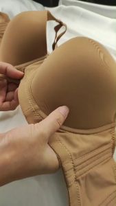 Bra Plain Seamless Cup C/D #38-44 Wired Plus Size Thin Sponge 4 Hooks Bra Non-Itchy Cool Feeling Ladies Lingerie Wear (KIENA 3288)