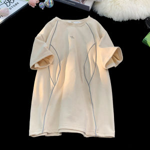 Áo Thun Nam Tay Ngắn Phản Quang Nhung Rộng Rãi Thường Ngày Mùa Hè Thời Trang Đường Phố Mỹ Dành Cho Cặp Đôi