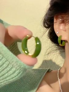 SHANGZE French Elegant Drip Glaze Hoop Earrings: Light Luxury High-End Design