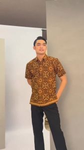 Exclusive Short Sleeve Batik Mens Shirt Formal Casual Cotton
