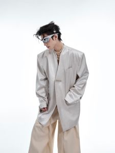 Áo Khoác Nam Dáng Rộng Không Tay Chất Liệu Kim Loại Lỏng Thiết Kế Thanh Lịch Thường Ngày Mùa Hè 2024 Áo Khoác Ngoài Thời Trang