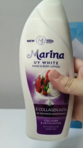 MARINA UV White E Hand & Body Lotion E Collagen Asta 185ml Kulit Tampil Lebih Cerah Merata & Terasa Kenyal