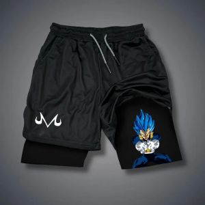 Bandai | Male and Female Dragon Ball Vegeta 2026 New Summer Hot Harajuku Anime Print Loose Sports Quick Drying Double-layer Shorts