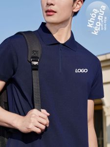 JINGYILAIXIU | Áo Polo Tay Ngắn In Hình Theo Yêu Cầu Mở Nửa Kéo Giữ Lạnh