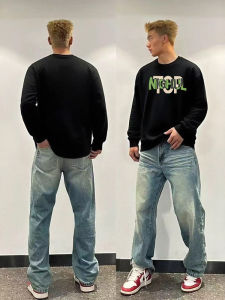 Áo Thun Dài Tay in Chữ Phong Cách Mỹ Dành Cho Nam Mùa Thu Áo Lót Rộng Cổ Tròn Chất Liệu Cotton Thoáng Khí Thoải Mái Mặc Thường Ngày