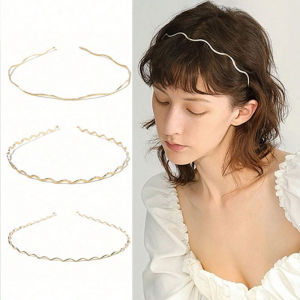 1/3pcs Simple Gold Ripple Metal Hairbands Elegant Wave Headbands Fashion Women Crown Head Hoop Hair Styling Headwear Accessories
