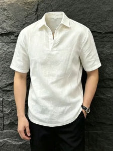 OUMULONG | Áo Polo Linen Thoáng Khí Phom Rộng