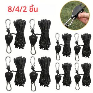 เชือกผูกเต็นท์แคมป์ปิ้งขนาด 4 มม. * 4 ม. พร้อมตัวรัดแบบลูกรอก ตัวแขวนแบบราชchet ตะขอเกี่ยวเชือกกันสาด ตัวล็อคแบบหัวเข็มขัดสำหรับรัดเชือก