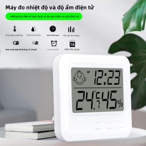 Máy Đo Độ Ẩm Nhiệt Độ Kỹ Thuật Số LCD Tại Nhà Trong Nhà Phòng Trẻ Em Máy Đo Độ Ẩm Nhiệt Kế Trạm Thời Tiết Báo Động Điện Tử