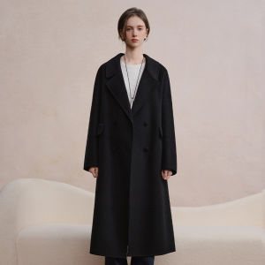 DUSHU | Double Breasted Large Collar Slim Long Coat