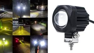 Dual Color LED Vehicle Auxiliary Light 30W Spot Beam 6000K/3500K White Yellow 12V 24V Fog Light for Motorcycle UTV SUV 4X4 Boat