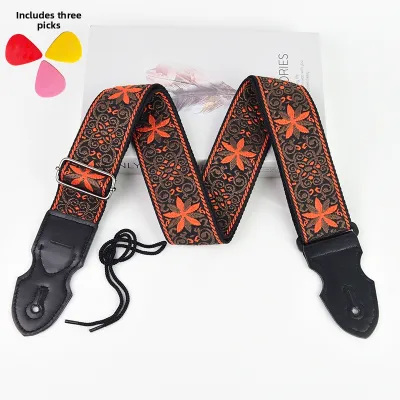 Zhao Lei Style Wide Embroidery Multi-instrument Guitar Strap