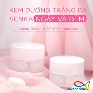 Bộ đôi kem dưỡng da trắng hồng ngày & đêm không cồn giảm thâm sạm dạng gel Senka Aqua Bright 50g