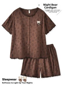 DAISONG | Cool and Wearable Modal Cotton Short Sleeve Shorts Pajama Set