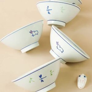 Ceramic Japanese Rabbit Design Bowl 5 Inches