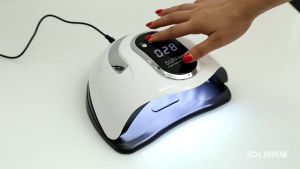 เครื่องอบเล็บ SUN X10 220 วัตต์ 66 ดวง กระเป๋าเจลทาสีเจล UV/LED 220W ชิ้น LED ลูกปัด บ่มเจลโปแลนด์สหภาพยุโรปปลั๊กหน้าจอ LCD สมาร์ทเซ็นเซอร์มืออาชีพ ดูแลเล็บ