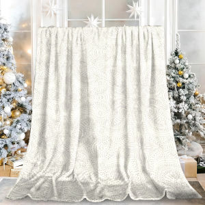 Beast Kingdom | Ivory Dot Paisley Flannel Blanket Soft Fuzzy Plush Cozy Lightweight Throw for Sofa Bed Couch Home Decor