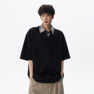 WUKONGYOUHUO | Color Block Textured Loose Couple Polo Shirt