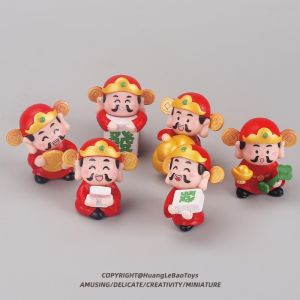 Cute Miniature Office Wealth Attracting Desktop Decoration Toy Model Micro Scale Cartoon Deity New Year Small Toy for All Ages