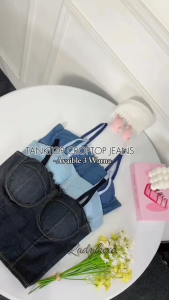 LadyLuxe-Basic Denim Tanktop Crop Wanita Model Blue Jeans Tank Top Bra Camisol Vest Tali Strap BR224