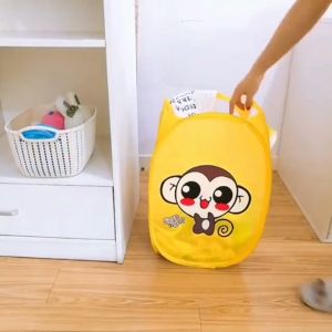 Keranjang Baju Kotor Lipat Motif Karakter Laundry Basket Keranjang Pakaian Lipat