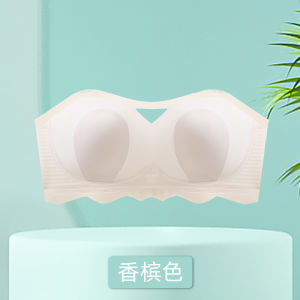 Wireless Thin Strapless Bra Women Large Cup Small Chest Summer Chest Rubbish Big Size Anti-Slip Cool Feeling Rabbit Ear Cup