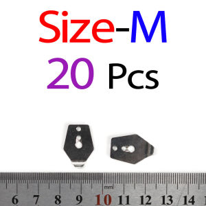 Topranc 20Pcs Stainless Steel Fishing Line Cutter Blades L/M/S Sizes Replaceable Inserts for Braided PE Line Cutting Tools