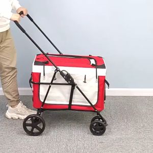 รถเข็นสุนัข รถเข็นสุนัขและแมว รถเข็นสัตว์เลี้ยง รถเข็นสุนัข ถอดออกก็เป็นกระเป๋าสัตว์เลี้ยง รถเข็นสัตว์ 4 ล้อ