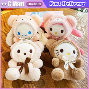 Kawaii Sanrio Plush Keychain Anime Figures Hello Kitty My Melody Cute Cartoon Doll Soft Toy Hang Schoolbag Gift for Girls