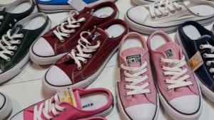 SEPATU selop bustong slip on pria wanita anak laki perempuan terbaru kanvas flat shoes kerja.