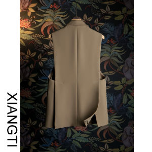 เสื้อกั๊กสูทผู้หญิง XT ฤดูใบไม้ผลิและฤดูใบไม้ร่วง แฟชั่น เสื้อกั๊กแบบลำลอง เสื้อคลุมแบบลำลอง แขนสั้น คอปกสูท