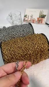 0.5Meter 1Meter Stainless Steel Round Cross Open Ring Chain for DIY Necklace Bracelet Jewelry Making Body Chain