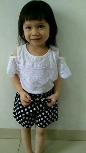 Daigo Echa Navy Setelan Baju Anak Perempuan 1 2 3 4 5 Tahun Korea Style Viral Brukat Pita Asli