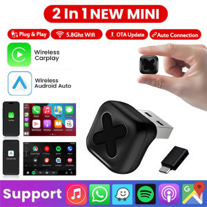 Kebidumei 2 In 1 Wireless CarPlay Android Auto Adapter USB Dongle Mini Carplay Car Ai Box OTA Updatable for 98% Car OEM System