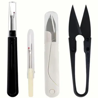 4 ชิ้น Seam Ripper เครื่องตัดด้าย Remover Kit Unpicker & Seam Ripper & เครื่องตัดด้ายกรรไกรสําหรับเย็บ Stitch Ripper เย็บปักถักร้อยหัตถกรรม