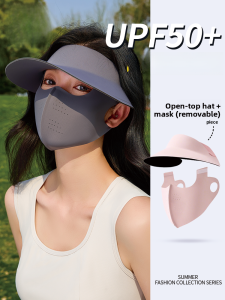 Miiow | Cat Person Full Face Sun Protection Mask Women Summer UV Protection Hat Sports Cycling Sunshade Cap Mask Two-In-One Casual Style