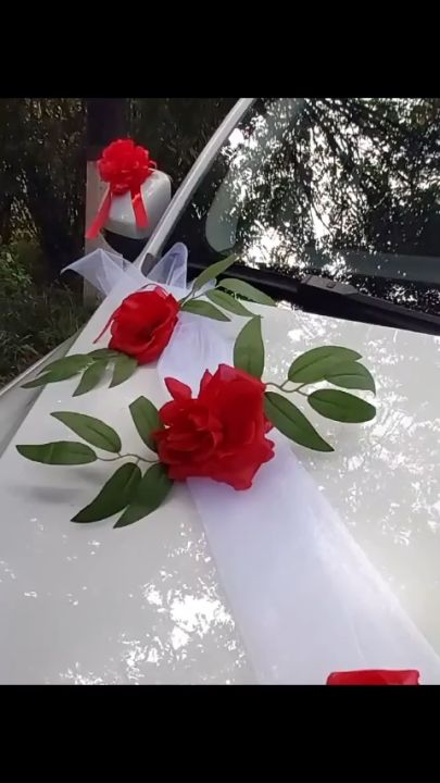 1Set Bunga Mobil Pengantin Hiasan Mobil Pengantin Bunga