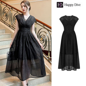 Happy Diva เดรสผู้หญิง เดรสสีดำ เดรสทรงเอ เดรสแขนกุด เดรสทำงาน เดรสไฮโซ เดรสวินเทจ เดรสออกงาน เดรสปาร์ตี้ ชุดราตรี 70366