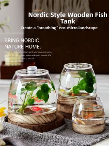 CHONGXIAOSHUAI | Transparent Eco-friendly Creative Round Small Glowing Fish Tank