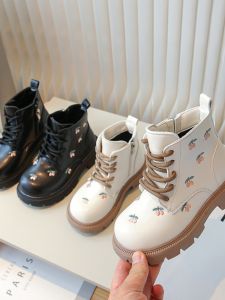 Girls Fleece Lined Martin Boots Embroidered Short Boots Childrens Autumn Winter New Style Princess Boots Baby Girls Boots