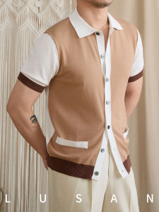 Color-blocked Breathable Collar Summer Outdoor Knit Casual Shirt
