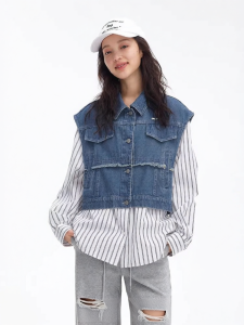 URLAZH | Casual Loose Denim Patchwork Coat for Women
