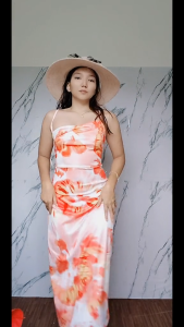 Summer beach orange floral dress for women midi bodycon party dress backless dress plus size 2xl dress