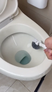 Toilet Brush 3 in 1 Set with Silicone Bristles and Wall-mounted Holder Soft and Dense Brush Long Handle